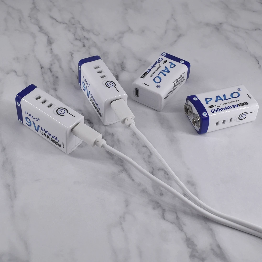 Литий-ионная аккумуляторная батарея PALO 9 В 650 мАч usb 6F2 2 литиевая для микрофона
