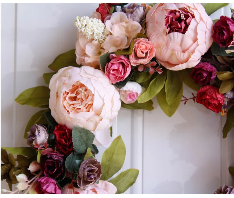 Пионы Искусственные цветы к Рождеству венок для двери Декор дома окна ЛИНТЕР