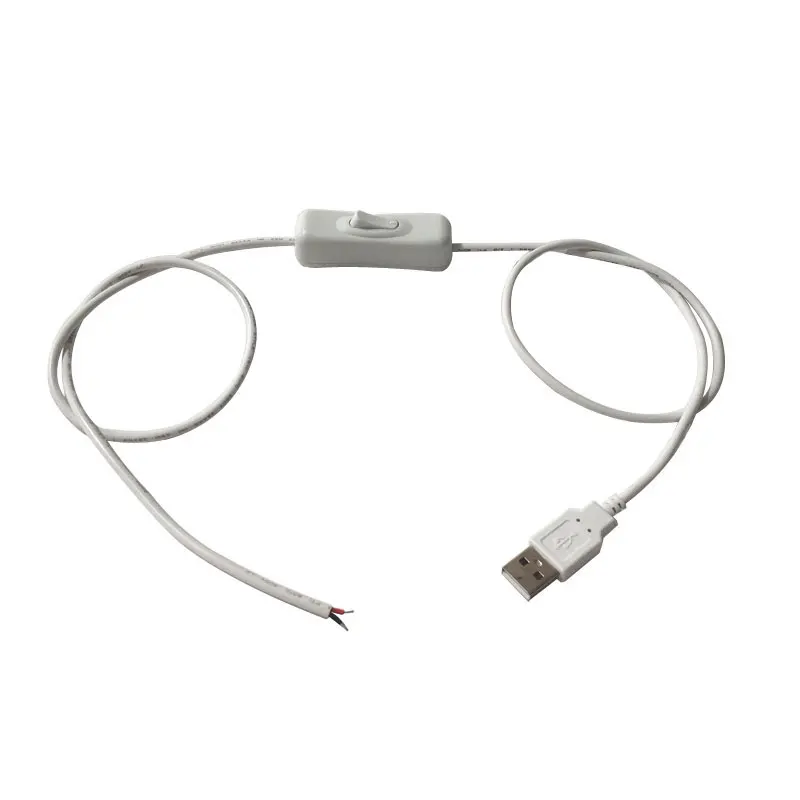 Белый 1 м USB 5V кнопка включения кабель-удлинитель для 22AWG разъем для Светодиодные ленты 2Pin 5050 3528 5630 2835 - Цвет: Белый