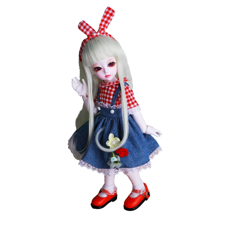 BJD Кукла SD мед Delf hanael 1/6 куклы Синий костюм с джинсовой юбкой для девочек