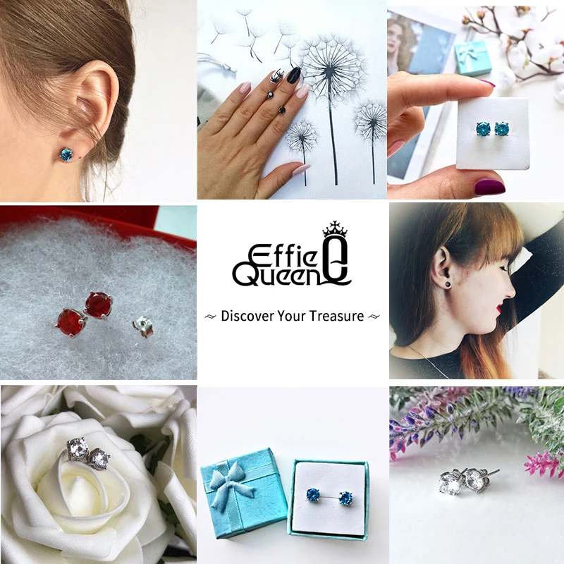 Женские серьги гвоздики с фианитом 12 цветов|fashion stud earrings|stud earringswedding party earrings |