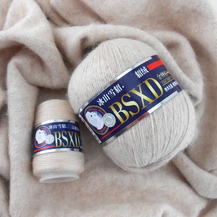 Норка из меха норки с кашемиром ручная вязка крючком вязаный шарф шапка средней