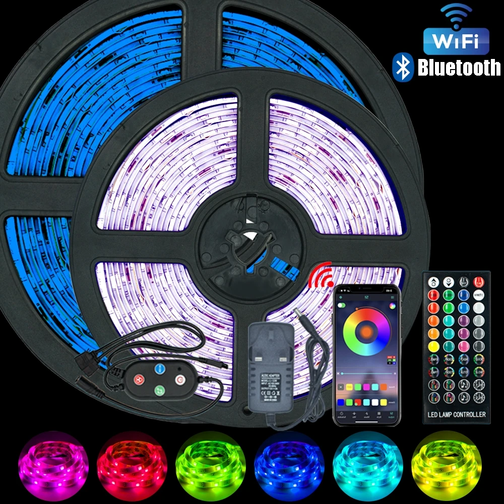 

Светодиодные ленты Bluetooth светильник RGB 5050 SMD 2835 DC12V водонепроницаемый гибкий ленточный диод Рождественский 5 м 10 м 15 м декоративный свет s