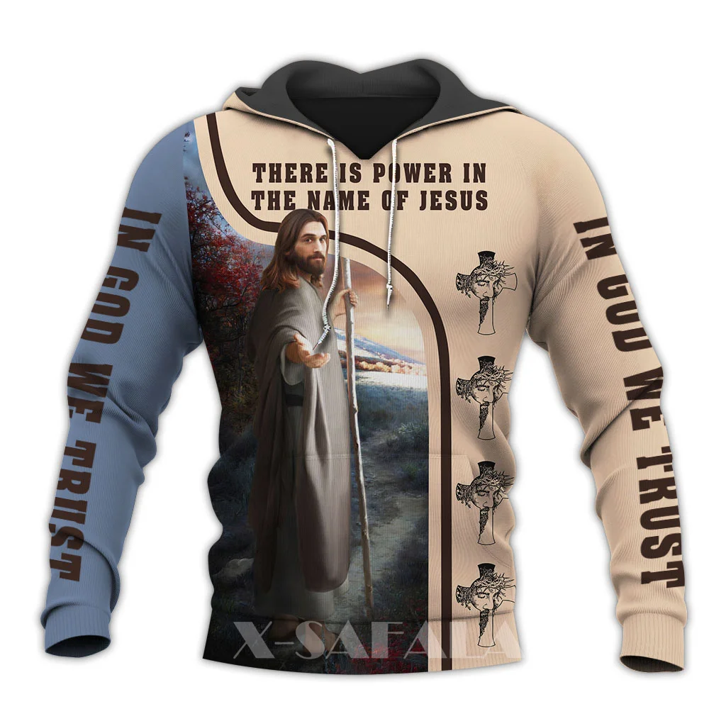 

Толстовка с капюшоном с изображением Бога Иисуса, для мужчин и женщин, пуловер на молнии в стиле Харадзюку, Свитшот-9