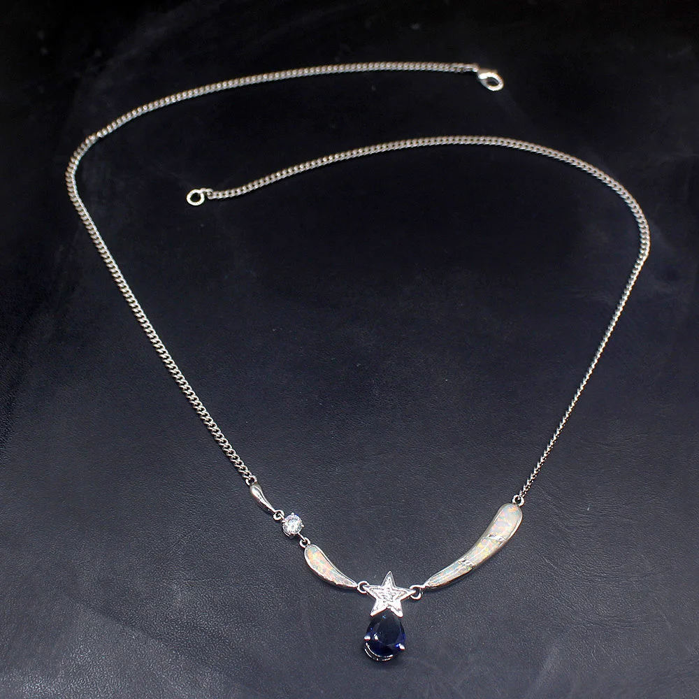 Comprar Hermosa De Piedras Preciosas Naturales Precioso ópalo Blanco Zafiro Amuletos De Zirconio De 925 Collar De Cadena De Plata Para Las Mujeres, Las Niñas 20214573