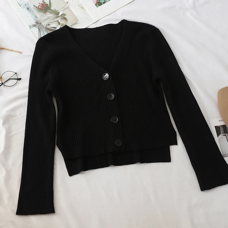 Женский Осенний трикотажный свитер на пуговицах| |