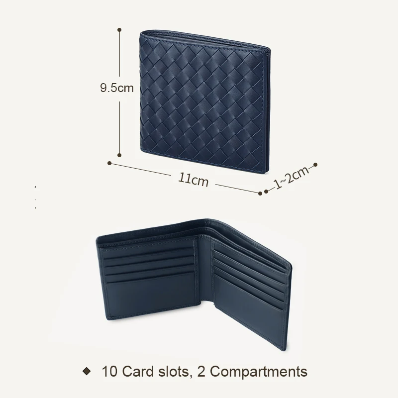 BV8007 Blue Мужские кошельки, кожа, топ, детская коровья кожа, короткий зажим для денег, модный тканый роскошный брендовый кошелек, Простой деловой, Новинка - Цвет: BV8007 Blue