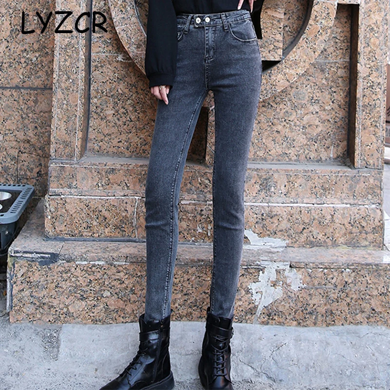 Узкие джинсы с высокой талией женские 2020 узкие эластичные карандаш для мам|Узкие