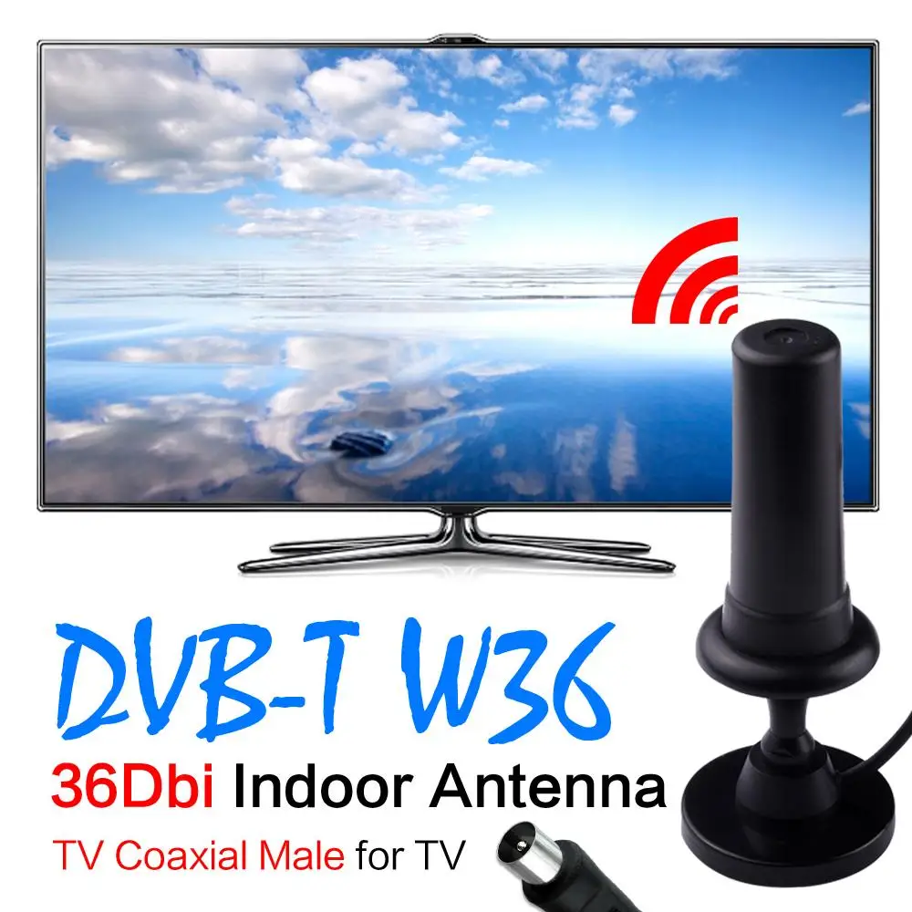 

36dBi Digital DVB-T DVB T HDTV Freeview Aerial Booster Indoor HD Gain Antenna For HDTV TV Black IEC Connector Hot free ship New