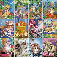 5d diy diamond painting animal cross stitch cat flower diamond embroidery crafts full square round drill home decor manual gift