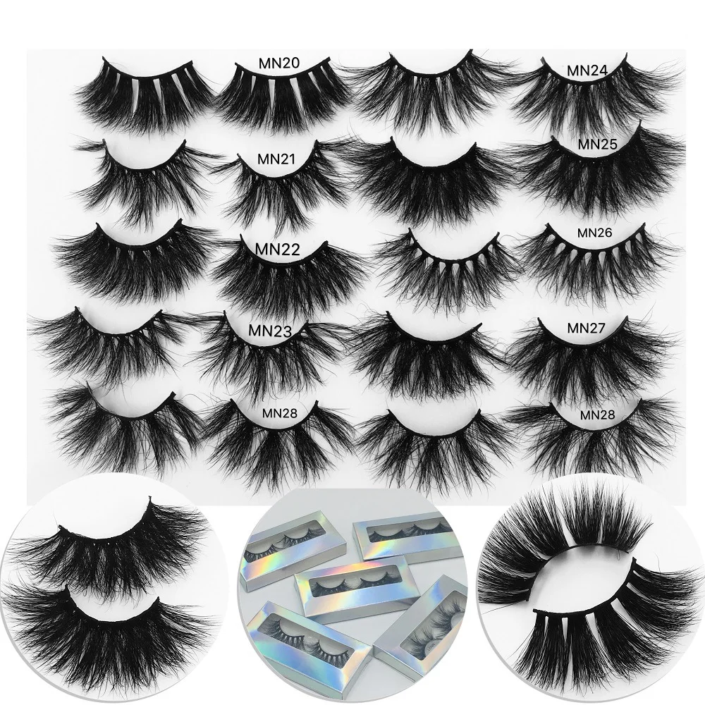 

25mm Mink Lash Vendor 5/10/2030/40/50 Pairs Wholesale 3D Mink False Eyelashes Natural Fake Wispy Lashes Bulk Eyelash Extension