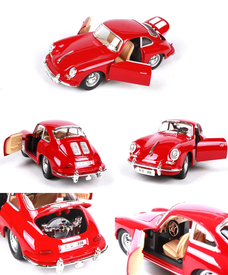 Bburago 1:24 1961 Porsche 356B модель автомобиля из сплава, модель автомобиля, украшение автомобиля, коллекция, Подарочная игрушка