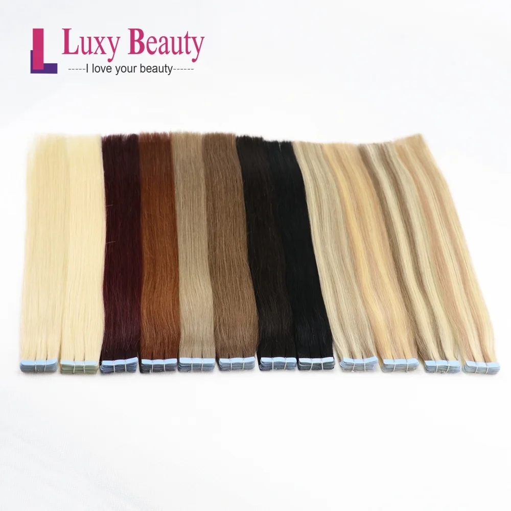 Lucybeauty лента для наращивания волос человеческие волосы Remy Прямые двухсторонние волосы на клейкой основе 1"-22" 1,5 г/шт