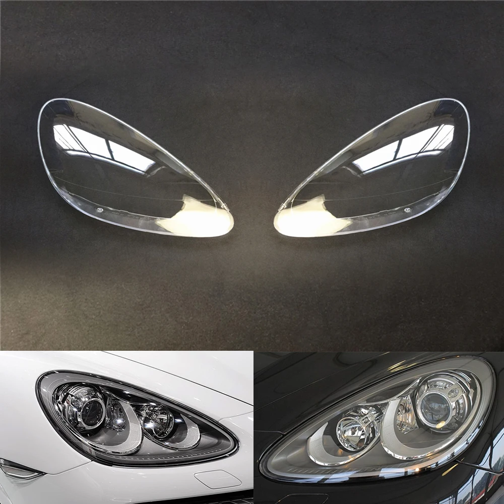 A Pair Для Porsche Cayenne 2011 2012 2013 фары крышка фар автомобиля Замена объектива прозрачные линзы авто чехол - Цвет: A Pair
