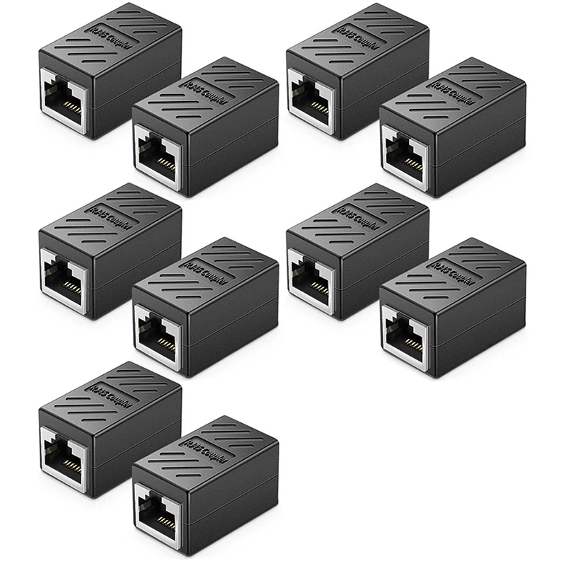 

RJ45 Coupler Ethernet Cable Coupler LAN Connector Cat7/Cat6 Ethernet Cable Extender Adapter Female to Female 10Pcs