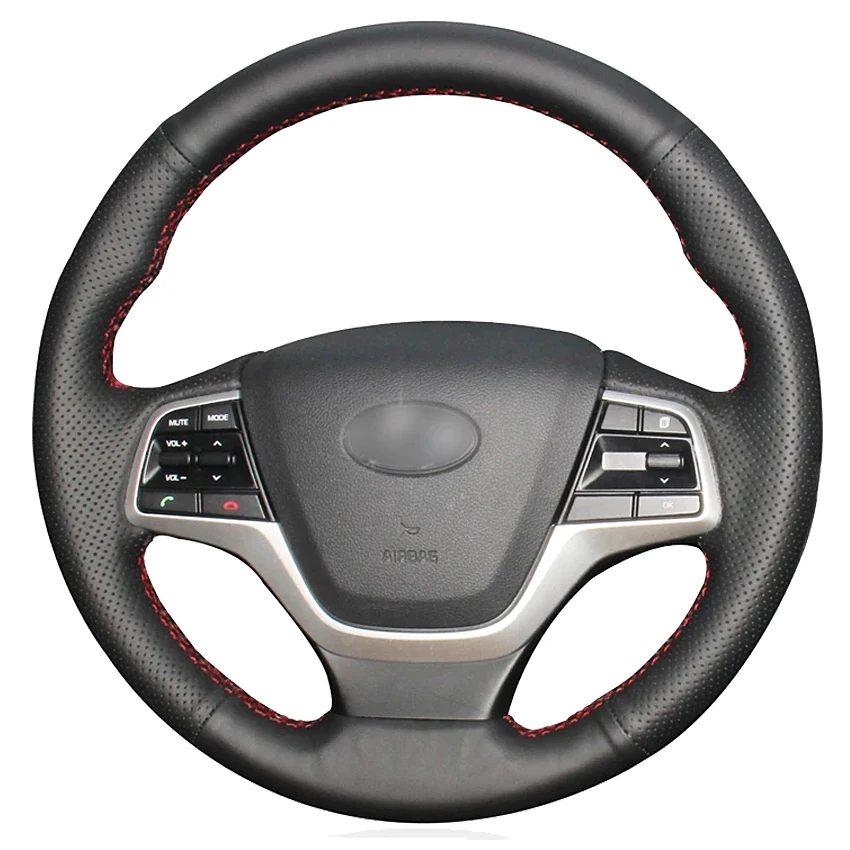 

Черный чехол из натуральной кожи с ручной строчкой для Hyundai Elantra 4 2016-2019 Solaris 2017-2019 Accent