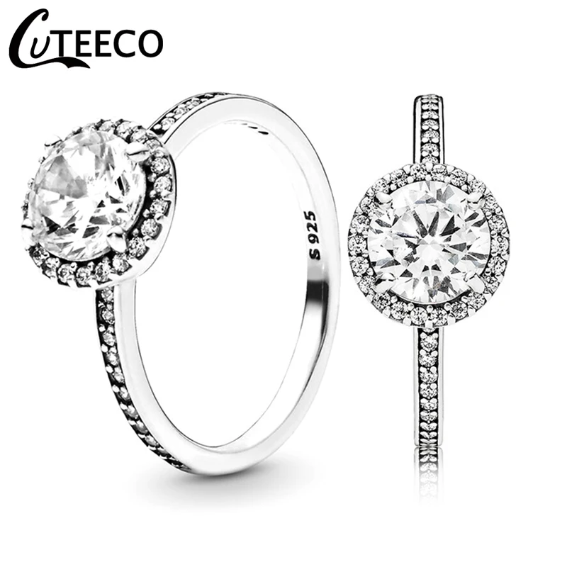 CUTEECO 2019 новые классические элегантные круглые циркониевые кольца для женщин