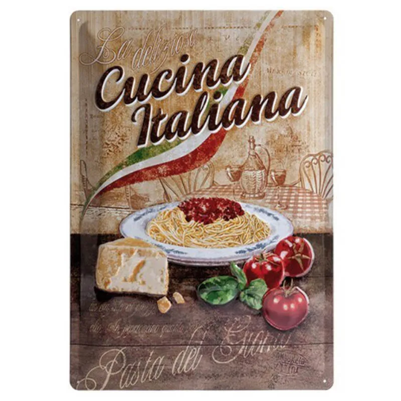 Жестяная ретро-табличка с изображением пиццы винтажная металлическая картина