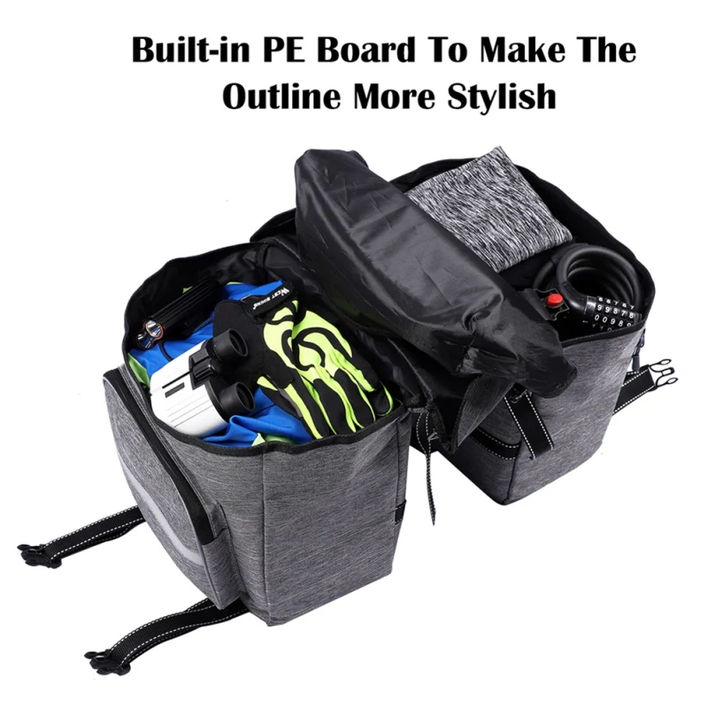 

Bicycle Rear Bag 25L Bike Rear Seat Trunk Bag Pannier Bag Luggage Carrier Outdoor Rain Cover Fietstassen Cycling Double Side Bag