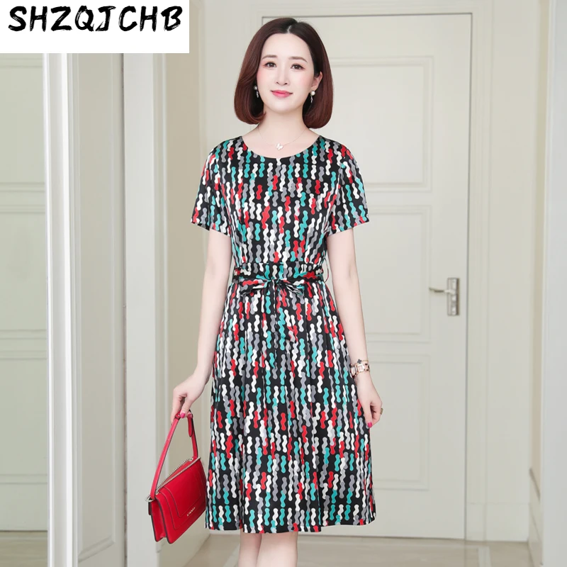 

Женское шелковое платье SHZQ, элегантная юбка средней длины из шелка тутового шелкопряда, летняя юбка с разбитым цветком