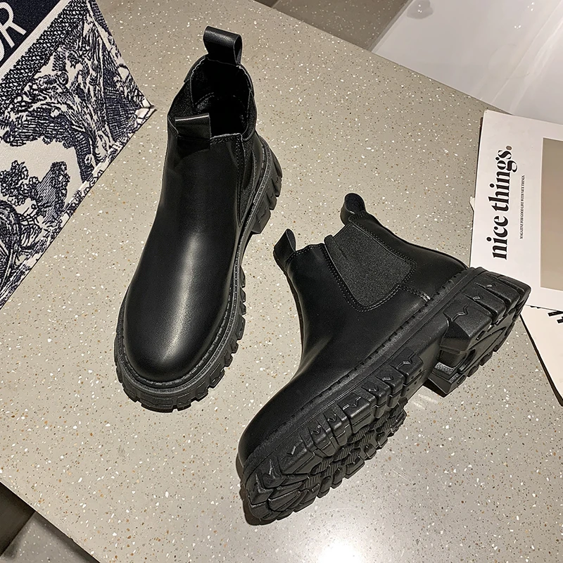 short Boots Female British Style Autumn 2021 New Fashion All-match Comfortable Thick-soled Chelsea Boots Short Boots Women