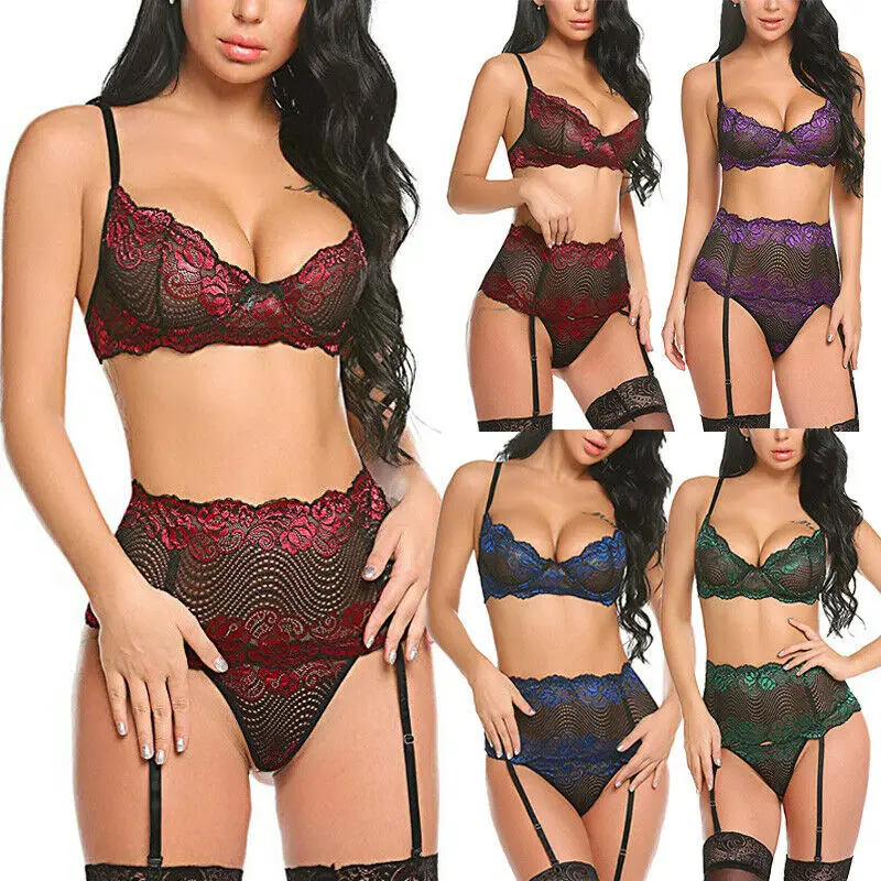 3 шт. сексуальное женское белье кружевной бюстгальтер с v образным вырезом и