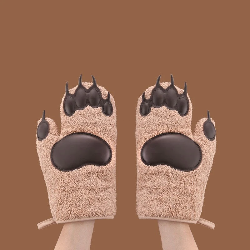

Kitchen Gloves Insulation Bear Paw Claw Cooking Microwave Gloves Baking BBQ Oven Potholders Oven Insulation Mitts Hand Clip