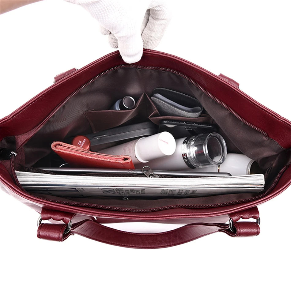 Вместительная Повседневная сумка Высококачественная кожаная через плечо