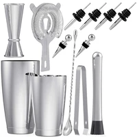 stainless steel boston cocktail shaker bar set tools with 28oz20oz shaker tins measuring jigger mixing spoon liquor pourers