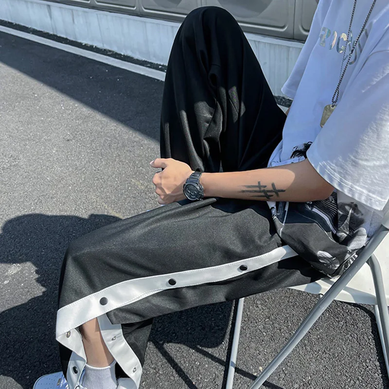 Брюки мужские с боковыми пуговицами модные рандомные повседневные