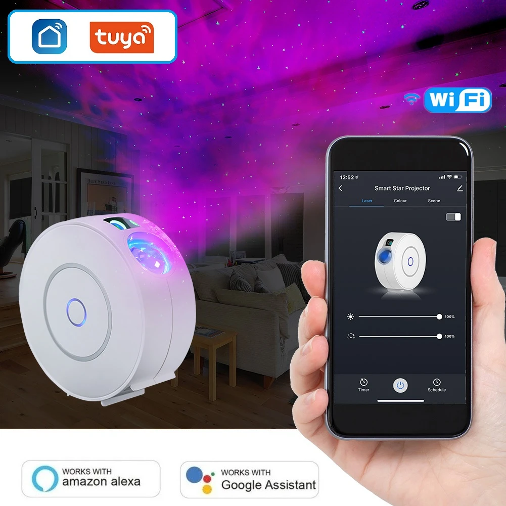 

2021 WiFi Smart Star Projector Laser Starry Sky Night Light Led Colorful Tuya APP Wireless Control for Alexa Google Home