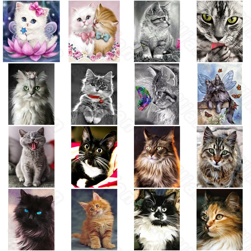 

Diy Diamond Decoration Painting Tiger Cat and Orange Cat Diamond Round Diamond Customizable Wall Art Decoration