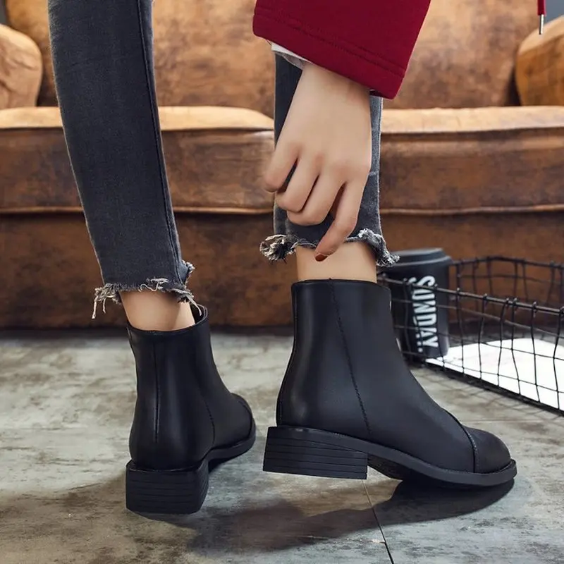 Ботильоны Новинка женские Ботинки martin на молнии спереди тонкие ботинки сезон