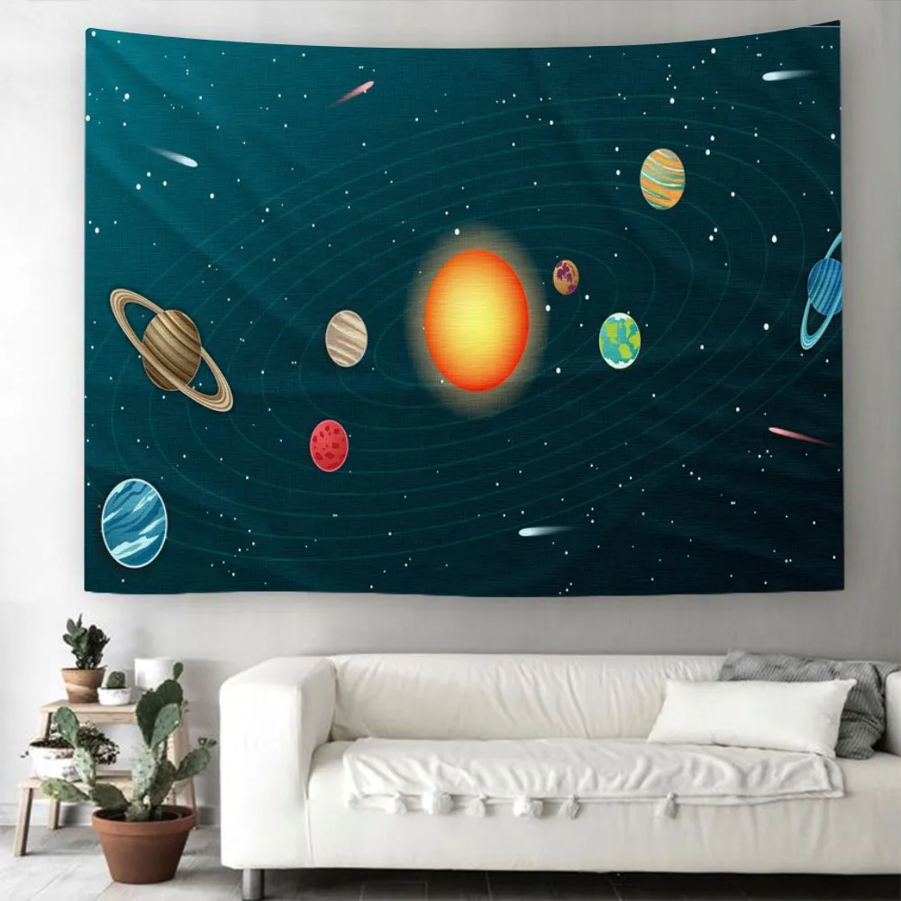 

3D Print Universe Planet Tapestry Eight Planets Wall Hanging Cartoon For Bedroom Wall Carpets For Living Room Wall Tapestry