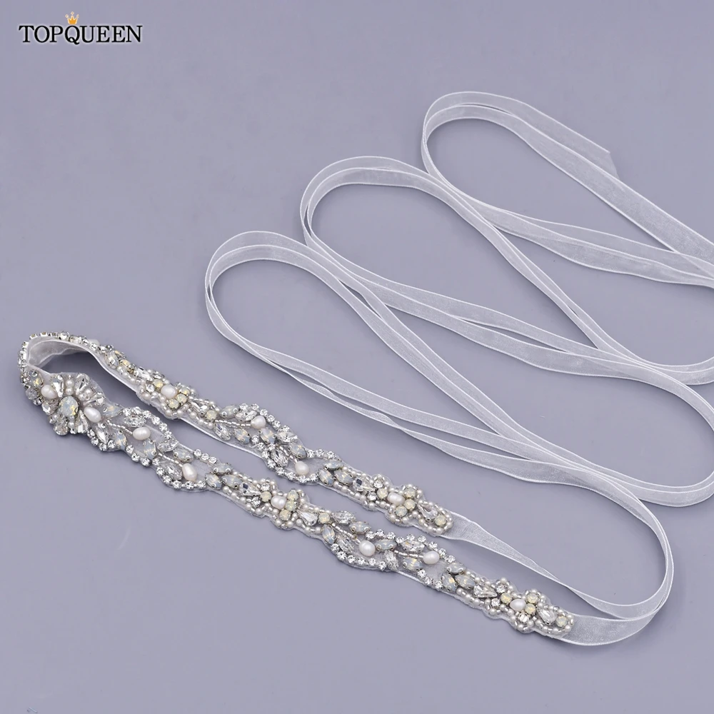 

TOPQUEEN S32 Opal Rhinestone Wedding Dress Belt for Women Jewel Belts for Bridal Waist Belt Bridesmaids Sashes Party Belts