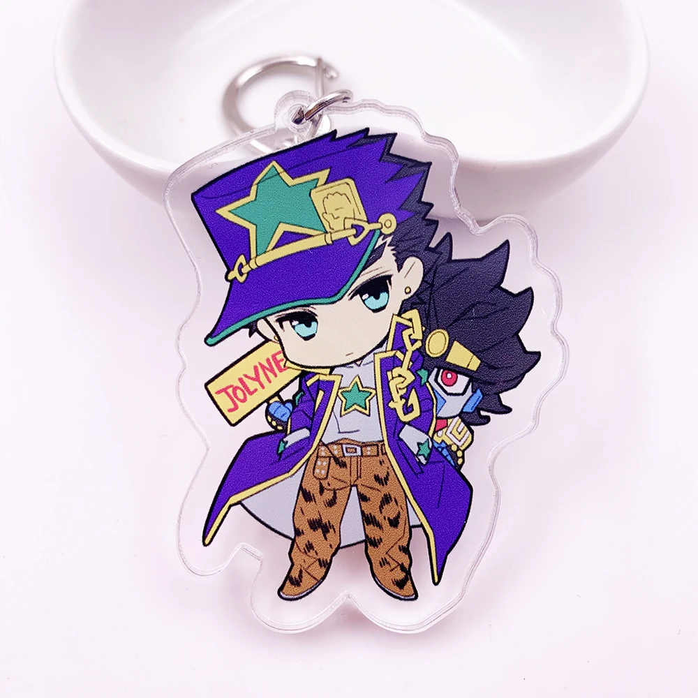 Аниме Jojos Необычные Приключения брелок Двусторонняя фигурка Kujo Jotaro Кира Yoshikage Цезарь акриловый брелок Коллекция подарок - Цвет: K0018-2