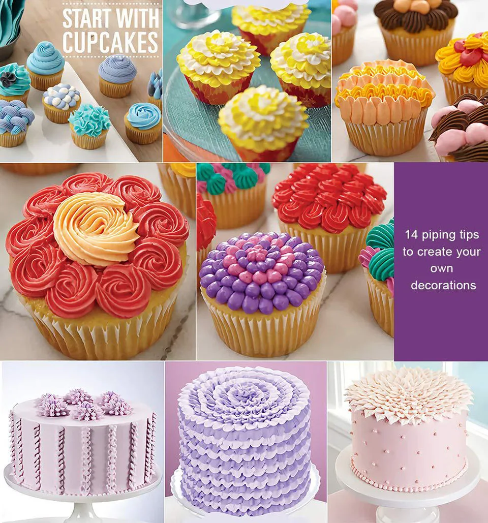 

24 Pieces Stainless Steel Cake Icing Piping Nozzles Cream Pastry Tools 10inch/12inch/14inch Dessert Decorating Bag Baking Tools