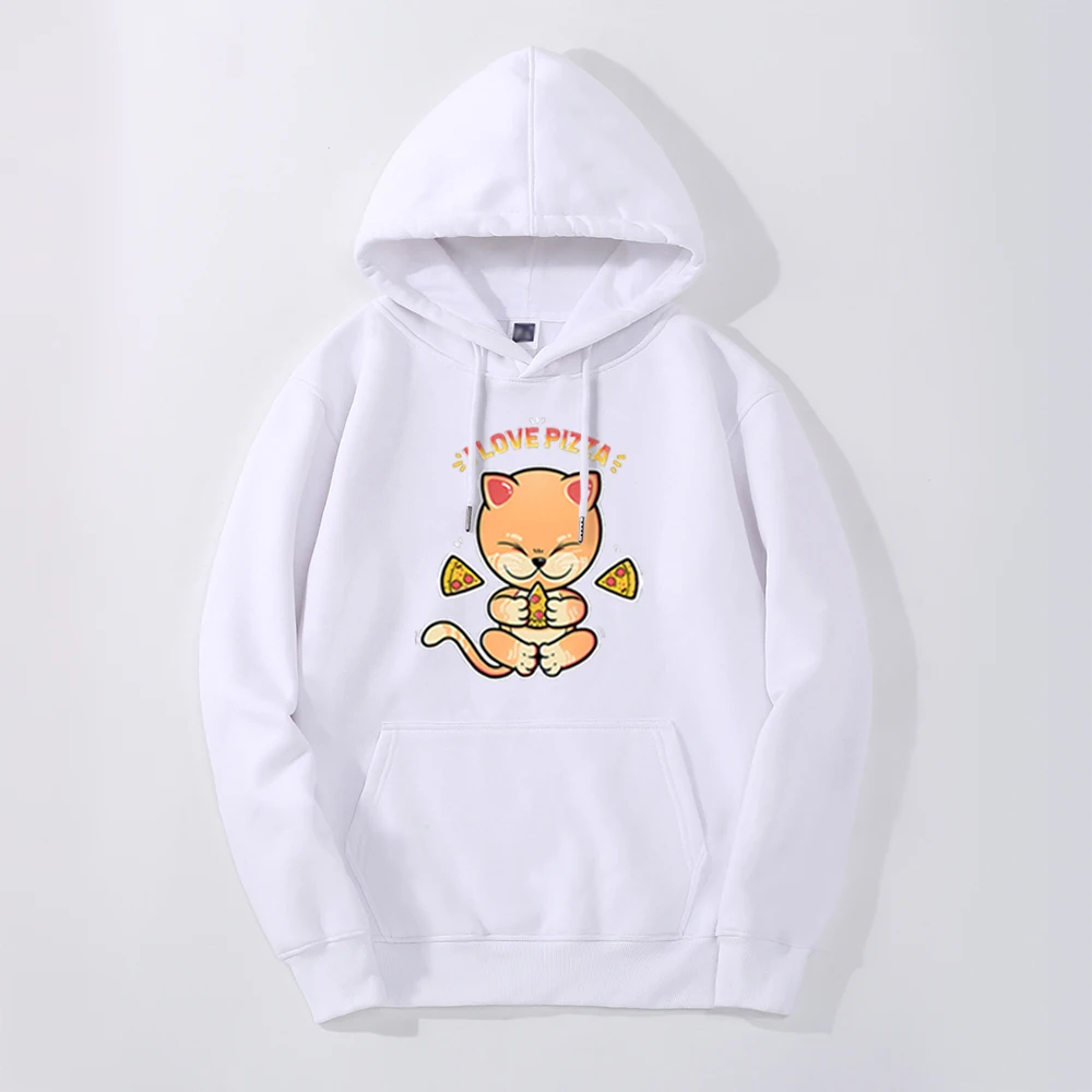 

Cute Kawaii Cats Pizza Men Hoodie Autumn Hip Hop Streetwear Men Pullover Sweatshirts Hoodies Mens Hoodie I Love Pizza