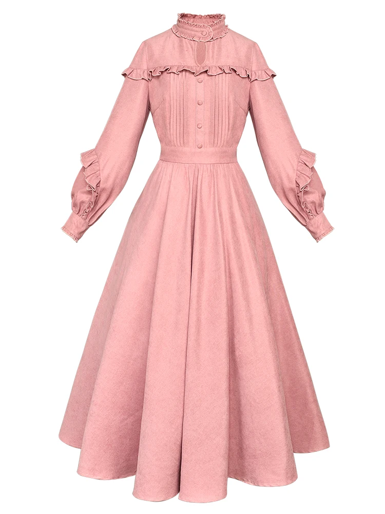 Женское длинное платье Boshow богемное макси с рукавами-фонариками и оборками