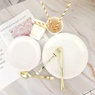 Бронзовый белый одноразовый Бумажный стакан 7 дюймов 9 дюймов тарелка набор посуды для вечеринок тарелка для пикника барбекю