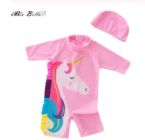 Pink Детская одежда для купания для девочек, модная Солнцезащитная одежда с милыми рисунками для плавания для купания, сёрфинга купальный костюм для девочек, купальный костюм для детей и младенцев От 2 до 7 лет купальный костюм - Цвет: Pink