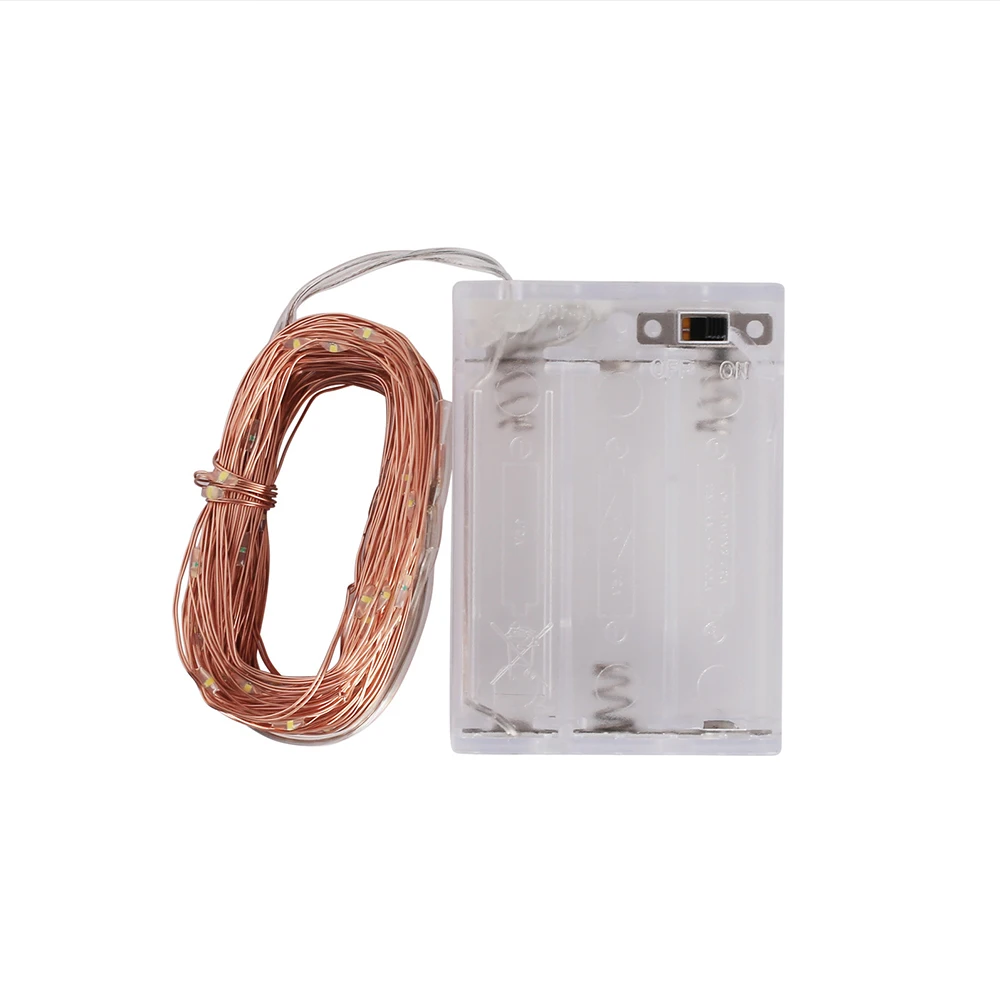 Светодиодная гирлянда 2 м 5 10 серебряная медная проволока AA работающая от батареи