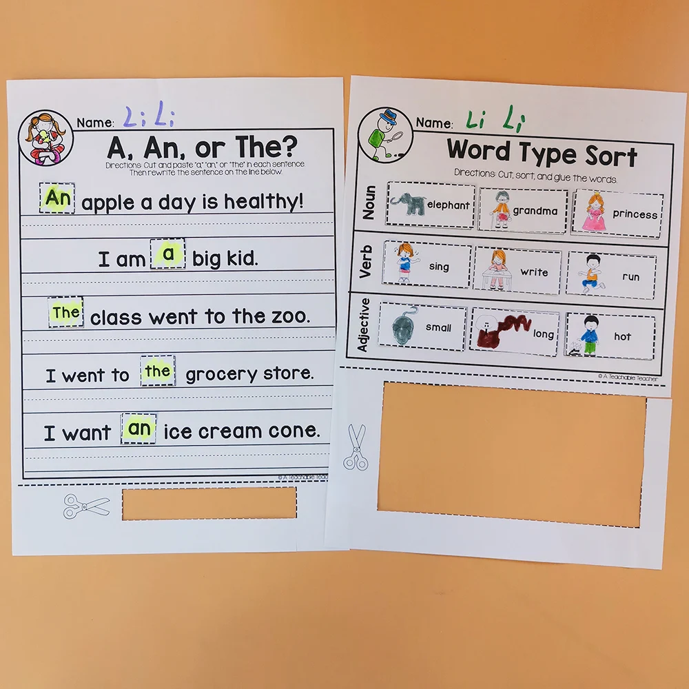 Grammar Cut and Pastes Exercise Learning English Workbook Educational Training Book for Kids Classroom Toys | Игрушки и хобби