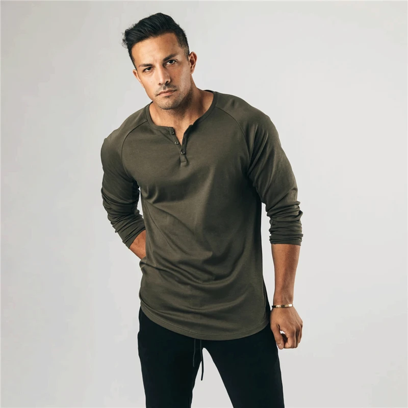 Новая Осенняя модная мужская хлопковая эластичная облегающая футболка с