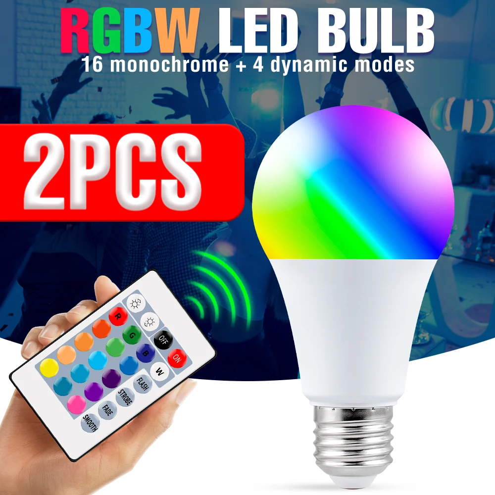 Bombilla LED E27 RGB, lámpara de 220V, 110V, 5W, 10W, 15W, ampolla...