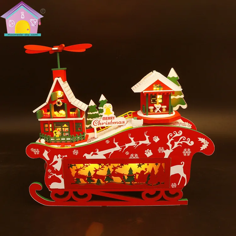 

DIY house creative gifts handmade wooden miniature dollhouse diy building model christmas assembly doll house toys for children