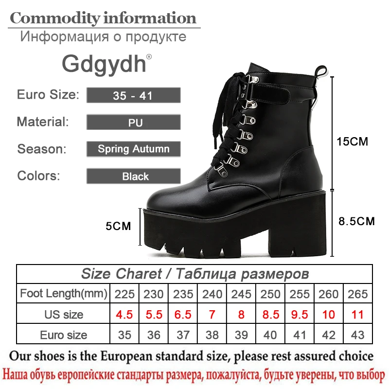 

Gdgydh Ankle Strap Belt Women Gothic Ankle Boots Zip Punk Style Shoes On Heel Cross Tied Block Heel Fashion Street Shoes Well