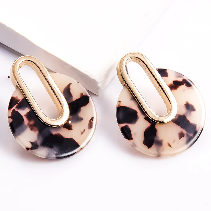 Мода 2020 Za большие леопардовые Черепаховые акриловые серьги кольца для женщин