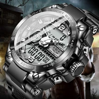 lige top brand luxury men quartz digital watch creative watches men waterproof alarm watch dual display clock relogio masculino