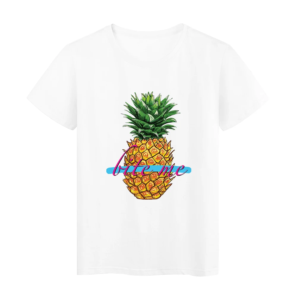 

Bite Me Pineapple Graphic Tees Women's shirts Streetwear Summer Cropped Sleeve T-shirt Lady Fashion Ropa